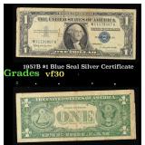 1957B $1 Blue Seal Silver Certificate Grades vf++