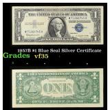 1957B $1 Blue Seal Silver Certificate Grades vf++
