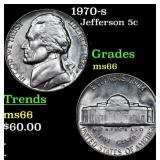 1970-s Jefferson Nickel 5c Grades GEM+ Unc