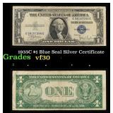 1935C $1 Blue Seal Silver Certificate Grades vf++