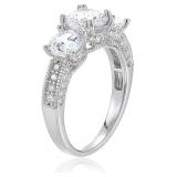 Decadence sterling Silver 6.5mm Round 3 Stone Pave