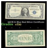 1957B $1 Blue Seal Silver Certificate Grades vf++