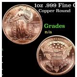 1oz .999 Fine Copper Bullion Round - Standing Libe