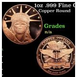 1oz .999 Fine Copper Bullion Round - Statue of Lib