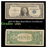 1957 $1 Blue Seal Silver Certificate vf+