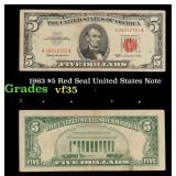 1963 $5 Red Seal United States Note Grades vf++
