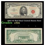 1963 $5 Red Seal United States Note Grades vf++