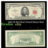 1963 $5 Red Seal United States Note Grades vf++