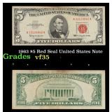 1963 $5 Red Seal United States Note Grades vf++