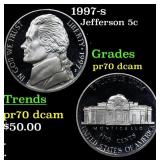 1997-s Proof Jefferson Nickel 5c pr70 dcam SEGS
