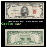 1963 $5 Red Seal United States Note Grades Choice