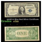 1935E $1 Blue Seal Silver Certificate Grades vf++