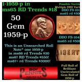 BU Shotgun Lincoln 1c roll, 1959-p 50 pcs Bank Wra