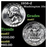 1958-d Washington Quarter 25c Grades GEM++ Unc
