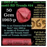 BU Shotgun Lincoln 1c roll, 1965-p 50 pcs Bank Wra