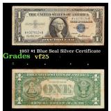 1957 $1 Blue Seal Silver Certificate Grades vf+