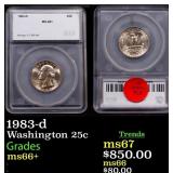 1983-d Washington Quarter 25c ms66+ SEGS