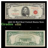 1963 $5 Red Seal United States Note Grades vf++