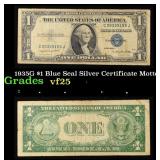 1935G $1 Blue Seal Silver Certificate Grades vf+ M