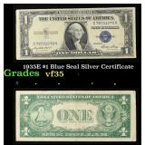 1935E $1 Blue Seal Silver Certificate Grades vf++