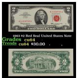 1963 $2 Red Seal United States Note Grades Choice