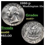 1986-p Washington Quarter 25c Grades GEM+ Unc