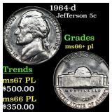 1964-d Jefferson Nickel 5c Grades GEM++ PL