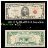 1963 $5 Red Seal United States Note Grades vf++