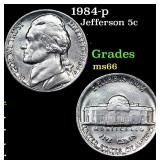 1984-p Jefferson Nickel 5c Grades GEM+ Unc