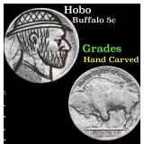 Hobo Buffalo Nickel 5c Grades Hand Carved
