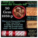 BU Shotgun Lincoln 1c roll, 1959-p 50 pcs Dunbar W