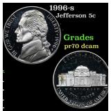 1996-s Proof Jefferson Nickel 5c Grades GEM++ Proo