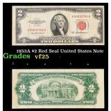 1953A $2 Red Seal United States Note Grades vf+
