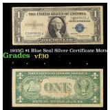 1935G $1 Blue Seal Silver Certificate Grades vf++