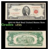 1953 $2 Red Seal United States Note Grades vf++