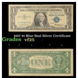1957 $1 Blue Seal Silver Certificate Grades vf+