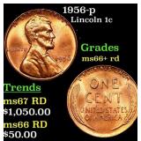 1956-p Lincoln Cent 1c Grades GEM++ RD