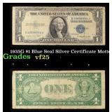 1935G $1 Blue Seal Silver Certificate Grades vf+ M