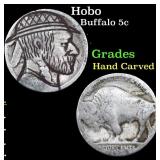Hobo Buffalo Nickel 5c Grades Hand Carved