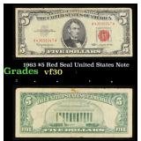 1963 $5 Red Seal United States Note Grades vf++