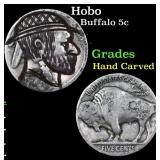 Hobo Buffalo Nickel 5c Grades Hand Carved