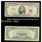 1963 $5 Red Seal United States Note Grades vf++