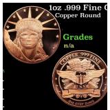 1oz .999 Fine Copper Bullion Round - Statue of Lib