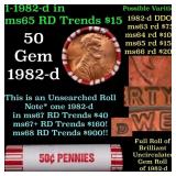 BU Shotgun Lincoln 1c roll, 1982-d 50 pcs Bank Wra