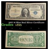 1957 $1 Blue Seal Silver Certificate Grades vf+
