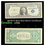 1957B $1 Blue Seal Silver Certificate Grades vf++