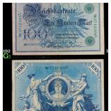1908 (1918-1922 Reissue) Weimar Germany 100 Marks