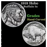 1918 Hobo Buffalo Nickel 5c Grades Hand Carved