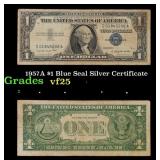 1957A $1 Blue Seal Silver Certificate Grades vf+
