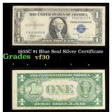 1935C $1 Blue Seal Silver Certificate Grades vf++
